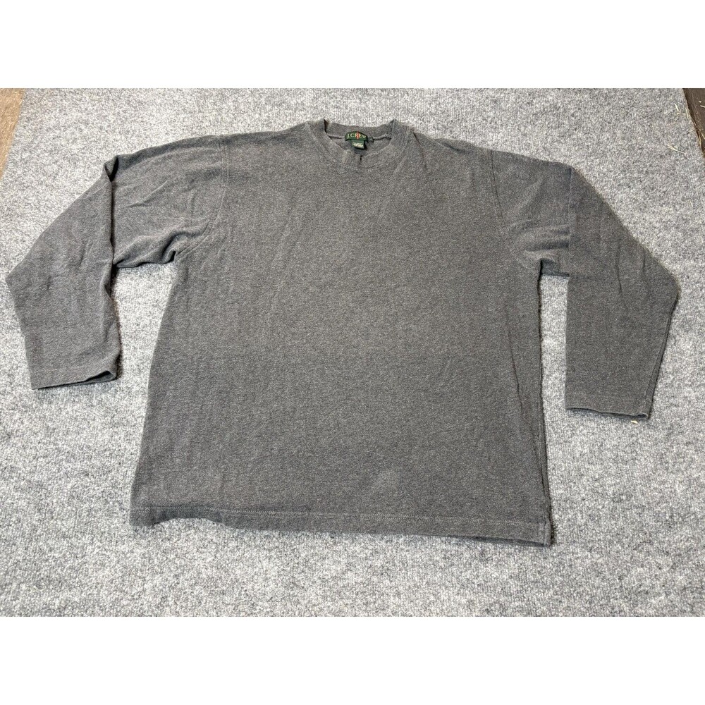 Vintage J.CREW Sweatshirt Mens L Gray 100% Cotton Crew Neck Hong Kong Pullover